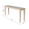 International Concepts Rectangle Shaker Console Table Extended Length-72", 72 in W X 16 in L X 30 in H, Wood, Unfinished OT-9S-72